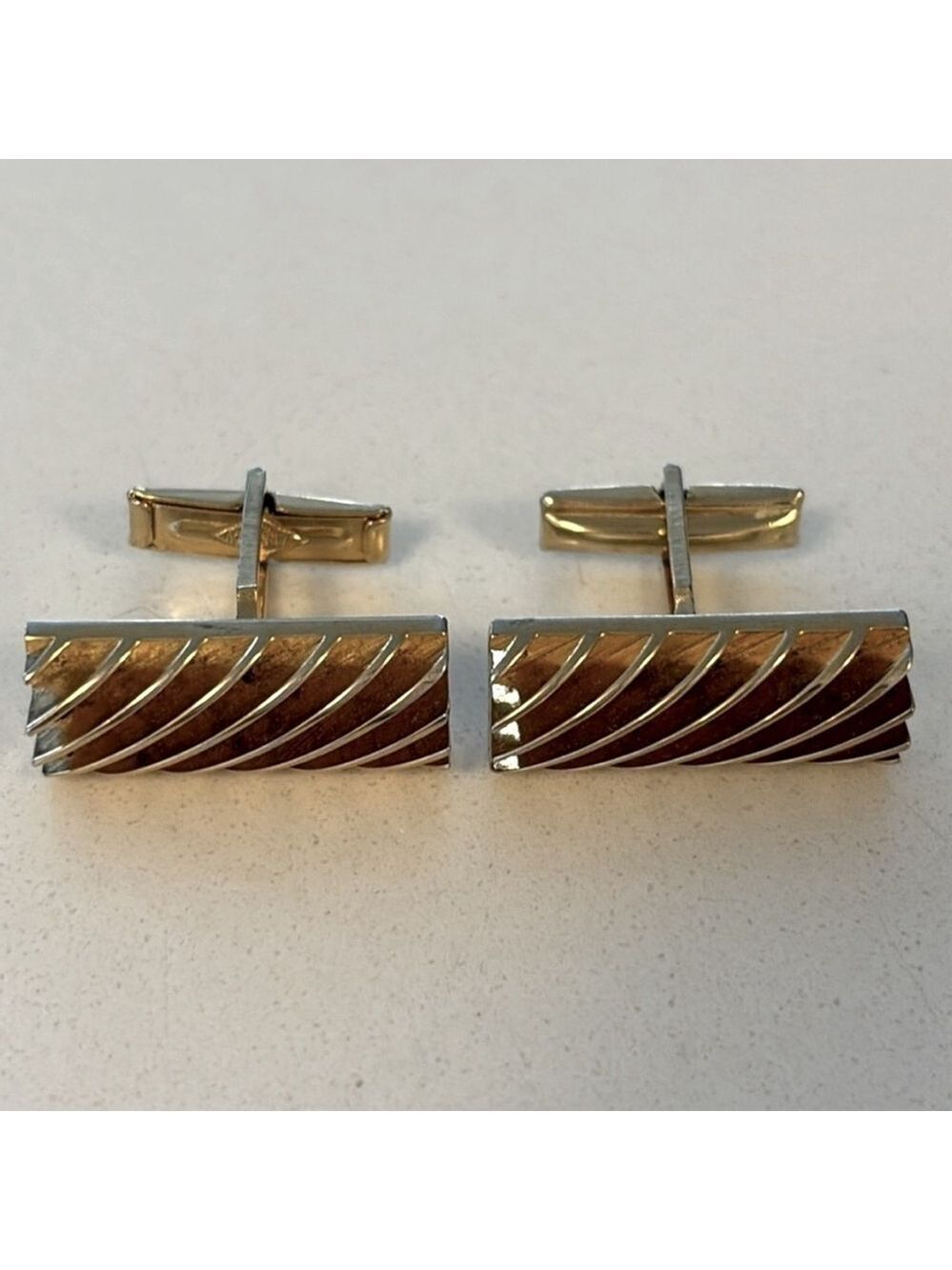 Vintage SARAH COVENTRY gold tone cufflinks mid century modern rectangle shape